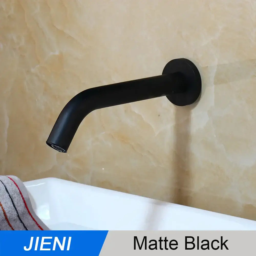 Modern black chrome sensor bathroom sink faucet wall mount