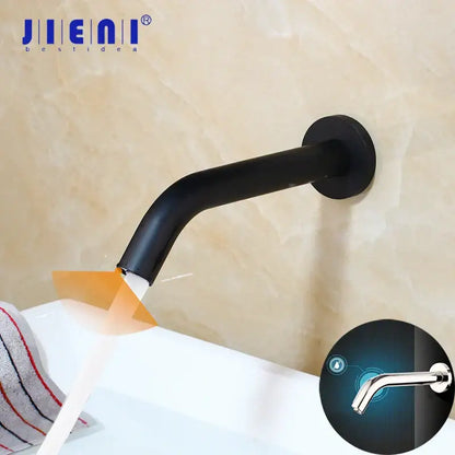 Modern black chrome sensor bathroom sink faucet wall mount