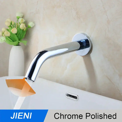 Modern black chrome sensor bathroom sink faucet wall mount