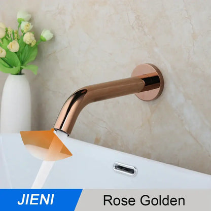 Modern black chrome sensor bathroom sink faucet wall mount