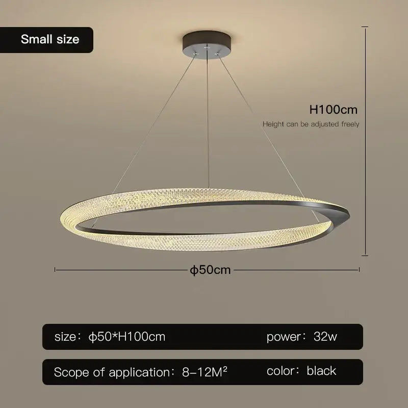 Modern black circle chrome chandelier living room led pendant light