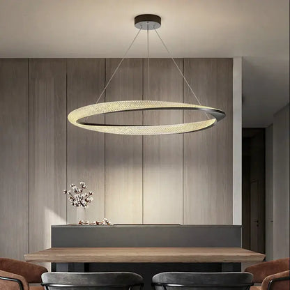 Modern black circle chrome chandelier living room led pendant light