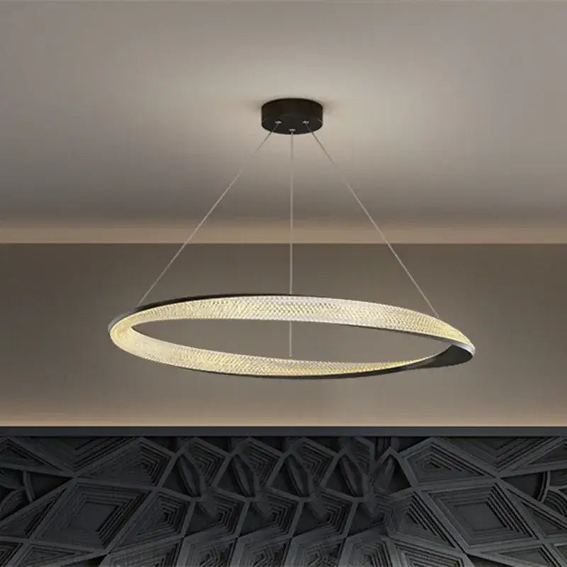 Modern black circle chrome chandelier living room led pendant light