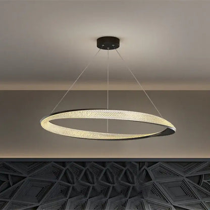 Modern black circle chrome chandelier living room led pendant light
