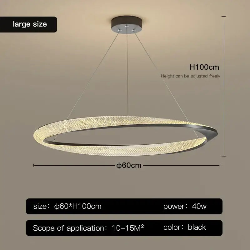 Modern black circle chrome chandelier living room led pendant light