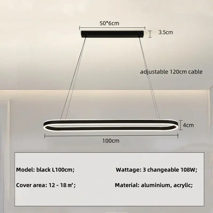 Modern black circle pendant chandelier living room led light