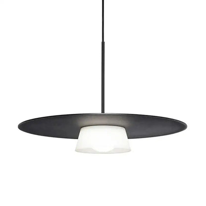 Modern black circular coffee shop pendant light with frosted glass shade for dining room