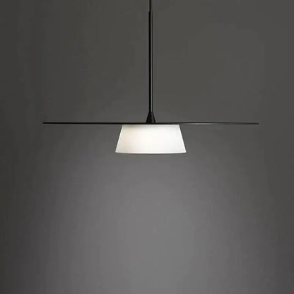Modern black circular coffee shop pendant light with frosted glass shade for dining room