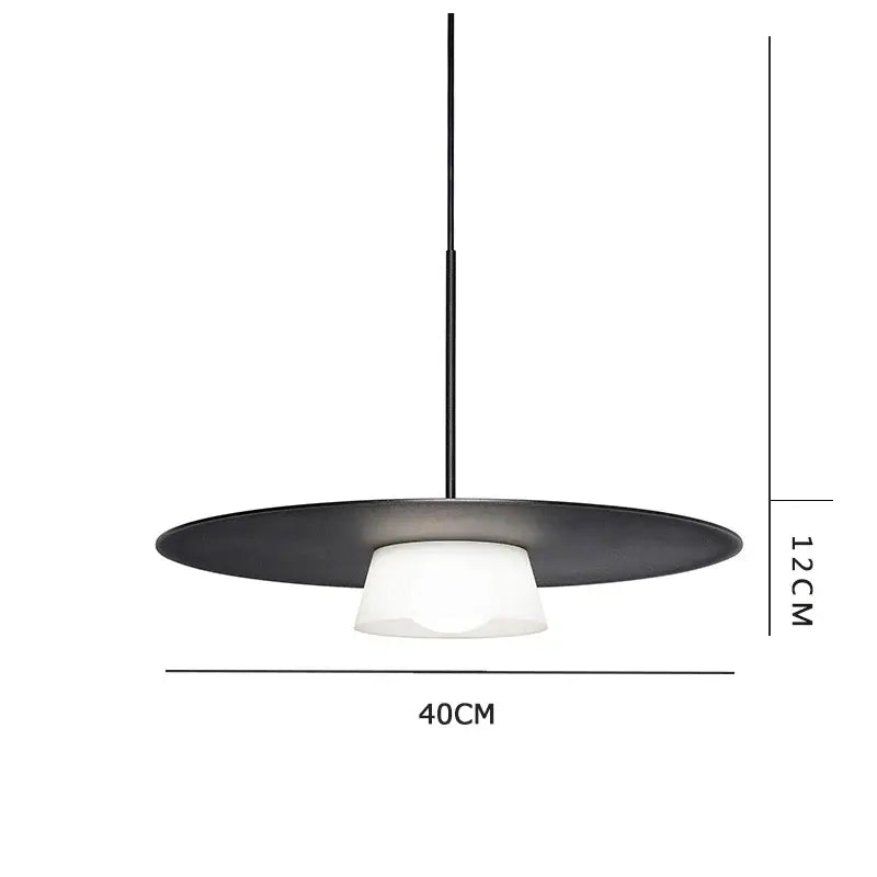 Modern black circular coffee shop pendant light with frosted glass shade for dining room