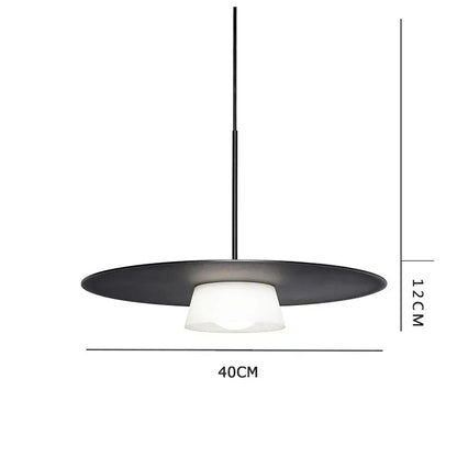 Modern black circular coffee shop pendant light with frosted glass shade for dining room