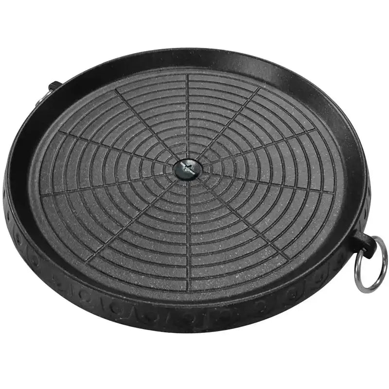 Modern black circular korean grill pan kitchen bbq tray