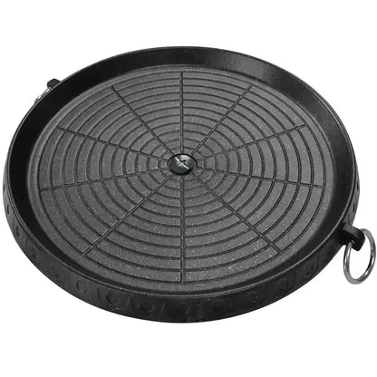 Modern black circular korean grill pan kitchen bbq tray