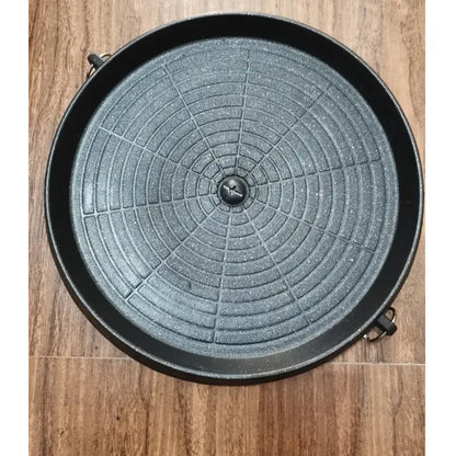 Modern black circular korean grill pan kitchen bbq tray