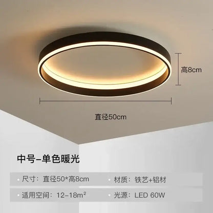 Modern black circular led ceiling light for living room decor