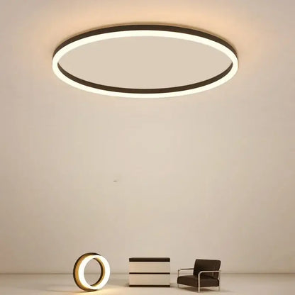 Modern black circular led ceiling light for living room decor
