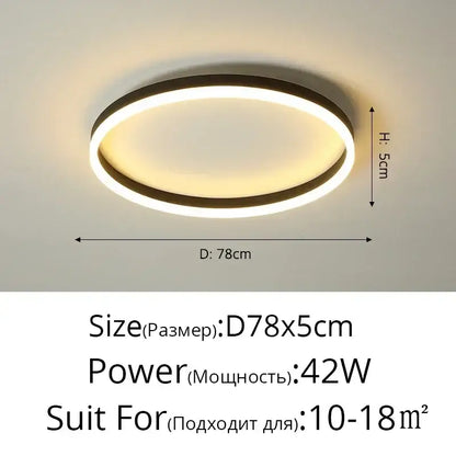 Modern black circular led ceiling light for living room decor