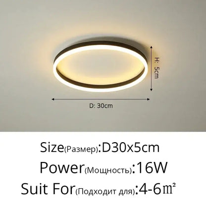 Modern black circular led ceiling light for living room decor