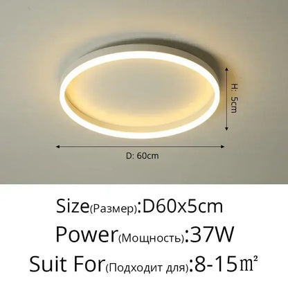 Modern black circular led ceiling light for living room decor