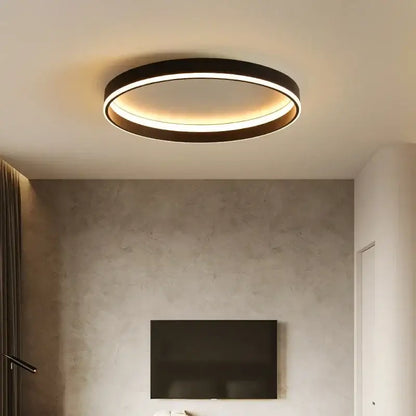 Modern black circular led ceiling light for living room decor