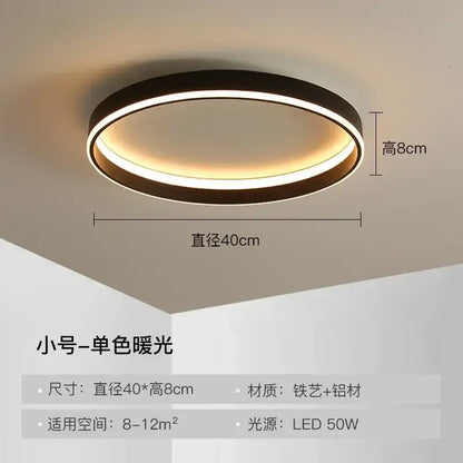 Modern black circular led ceiling light for living room decor