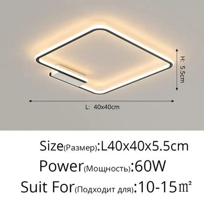 Modern black circular led indoor ceiling lamp for living room