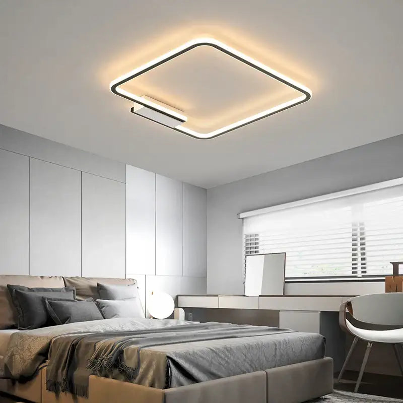 Modern black circular led indoor ceiling lamp for living room