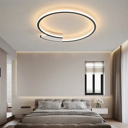 Modern black circular led indoor ceiling lamp for living room