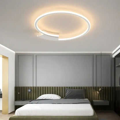 Modern black circular led indoor ceiling lamp for living room