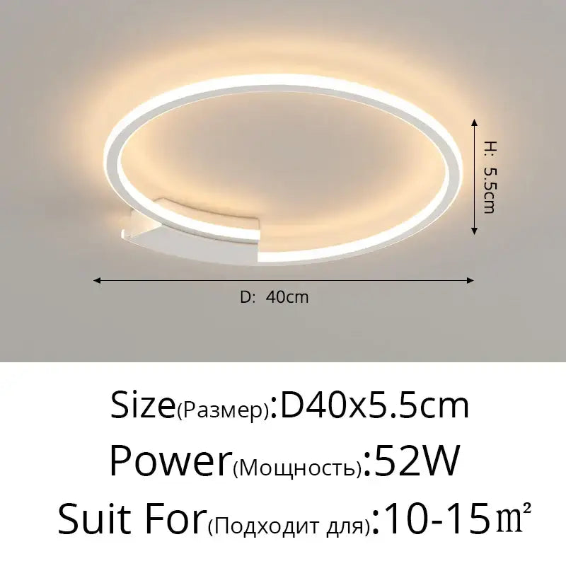 Modern black circular led indoor ceiling lamp for living room