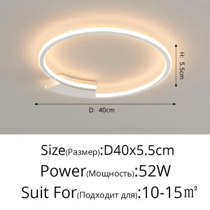 Modern black circular led indoor ceiling lamp for living room