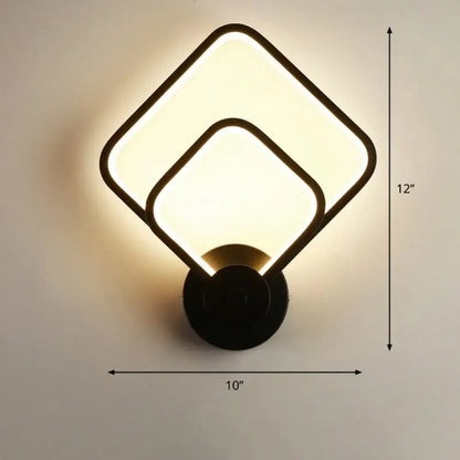 Modern black circular led light fixture – bedroom wall sconce