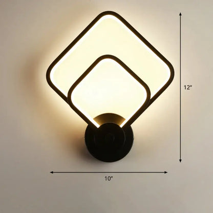 Modern black circular led light fixture – bedroom wall sconce