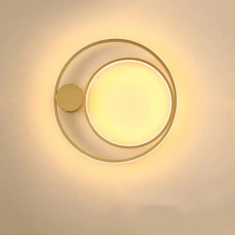 Modern black circular led wall lamp bedroom minimalist sconce