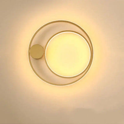 Modern black circular led wall lamp bedroom minimalist sconce
