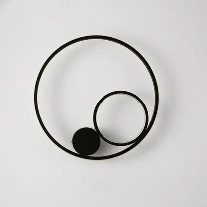 Modern black circular led wall lamp bedroom minimalist sconce
