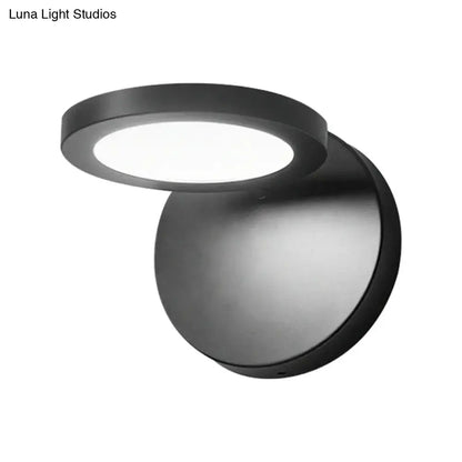 Modern black circular led wall lamp bedroom white warm lighting