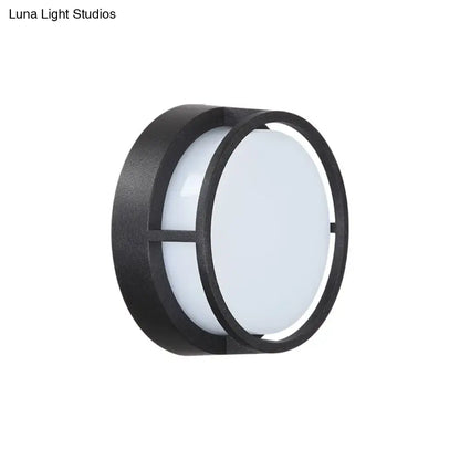 Modern black circular led wall lamp – outdoor warm color lighting