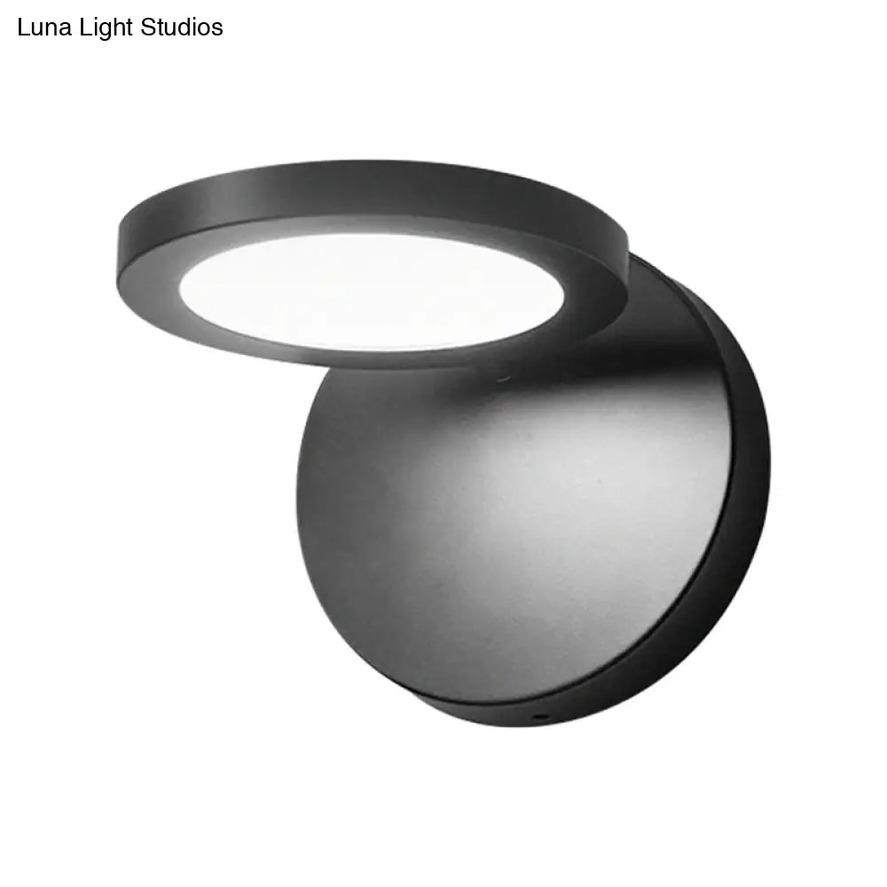 DecorBites™ Modern Black Circular LED Wall Lamp with White/Warm Lighting and Stylish Acrylic Sconce