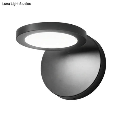 DecorBites™ Modern Black Circular LED Wall Lamp with White/Warm Lighting and Stylish Acrylic Sconce