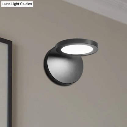 DecorBites™ Modern Black Circular LED Wall Lamp with White/Warm Lighting and Stylish Acrylic Sconce