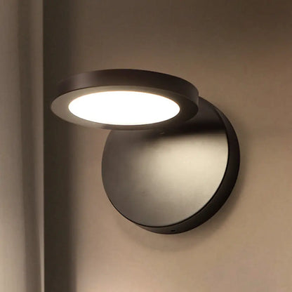 DecorBites™ Modern Black Circular LED Wall Lamp with White/Warm Lighting and Stylish Acrylic Sconce