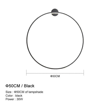 Modern black circular led wall lights for bedroom warm lighting