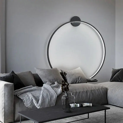 Modern black circular led wall lights for bedroom warm lighting