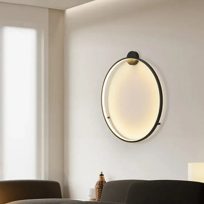 Modern black circular led wall lights for bedroom warm lighting