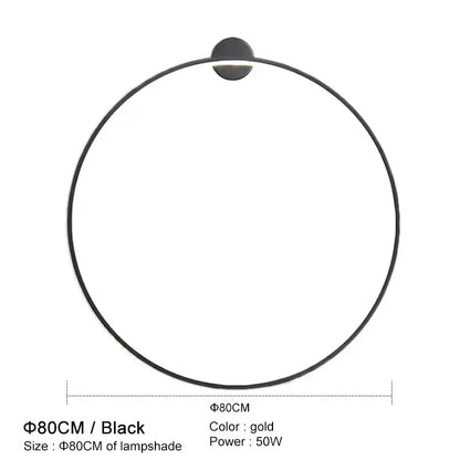 Modern black circular led wall lights for bedroom warm lighting