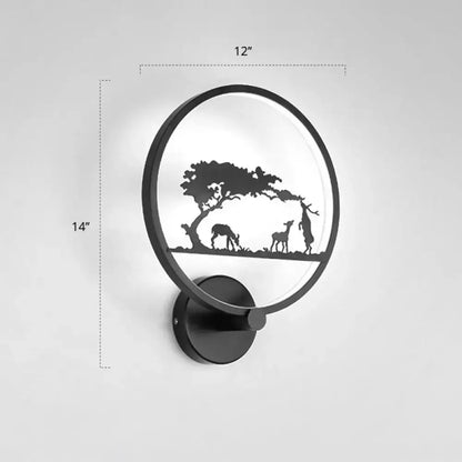 Modern black circular led wall sconce bedroom light fixture