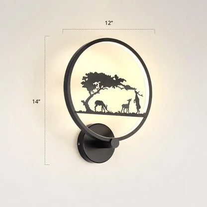 Modern black circular led wall sconce bedroom light fixture