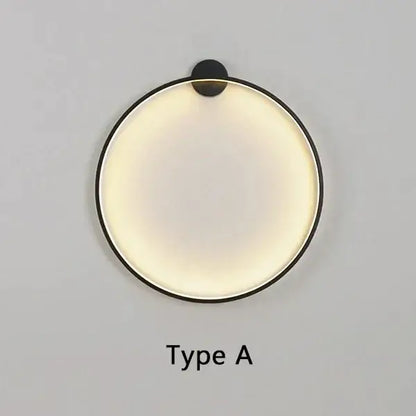 Modern black circular wall lamp living room warm led light