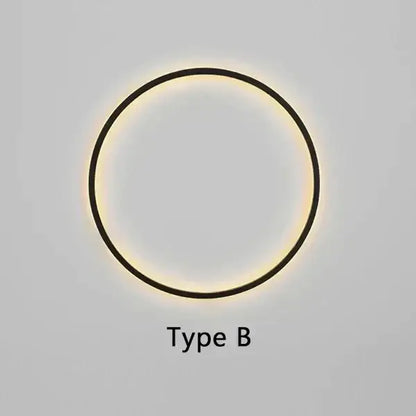 Modern black circular wall lamp living room warm led light