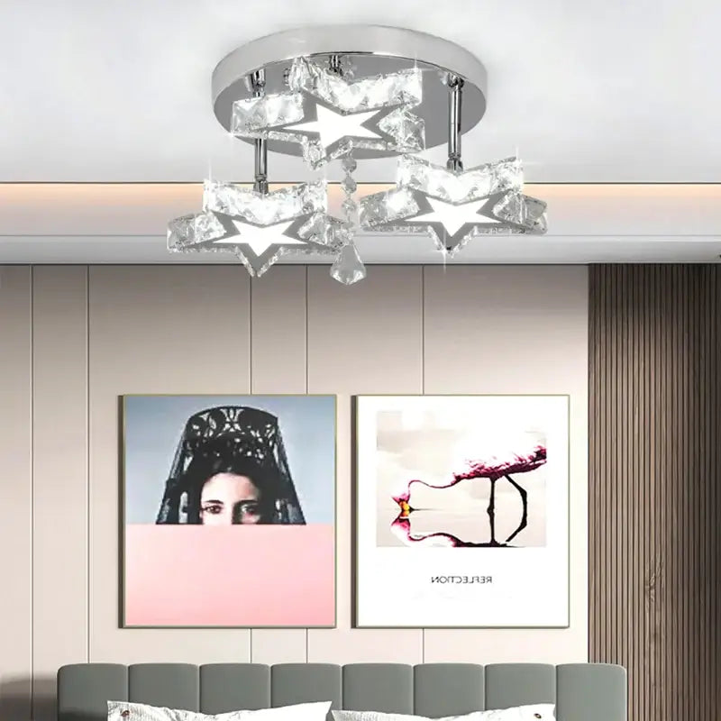Modern black & clear crystal led ceiling chandelier living room light